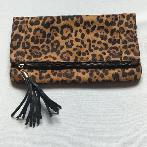 Sole Society Leopard Print Zip Top Foldable Clutch. - Picture 8 of 8